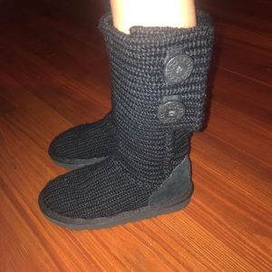 Girls Black Sweater Button UGGs